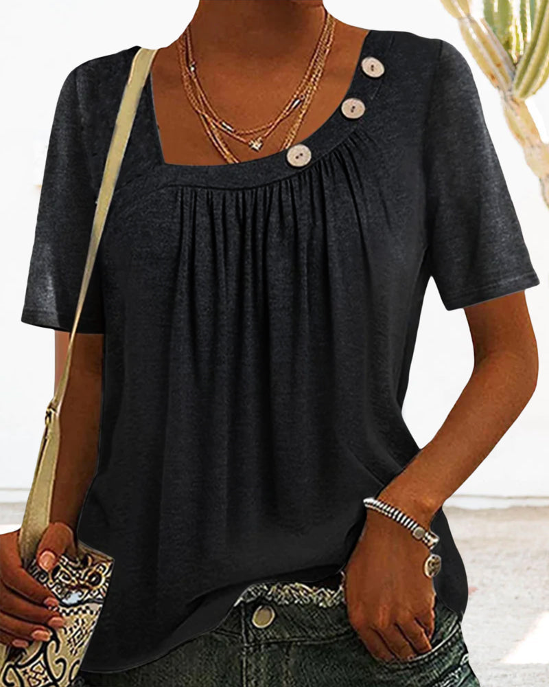 Szara bluzka z ozdobnymi guzikami