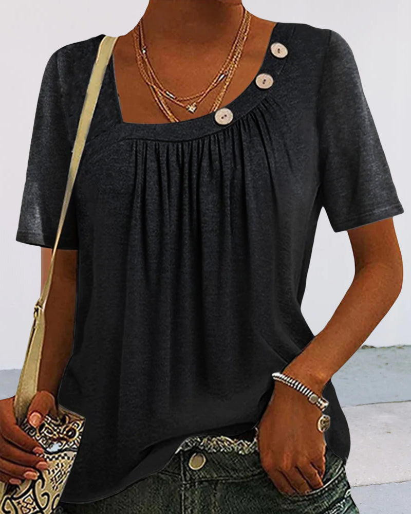 Szara bluzka z ozdobnymi guzikami