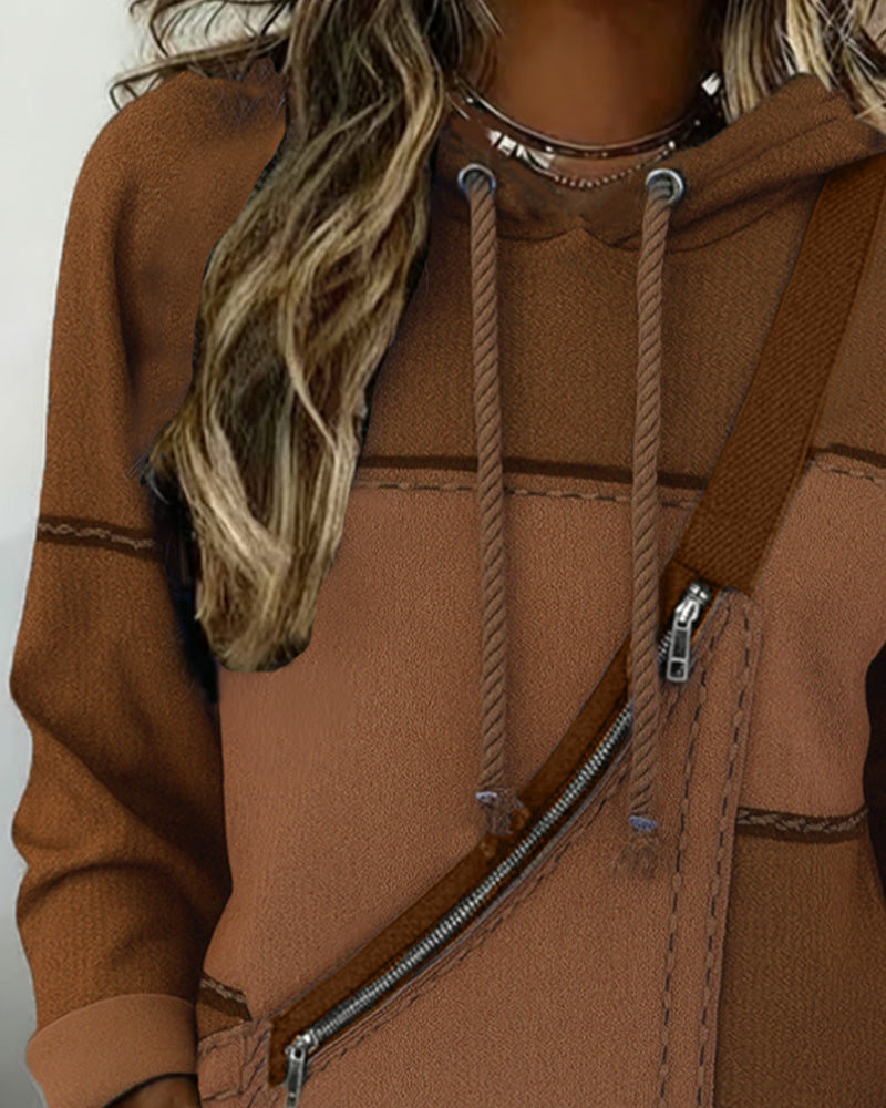 Stylowa bluza z kapturem i blokami kolorów