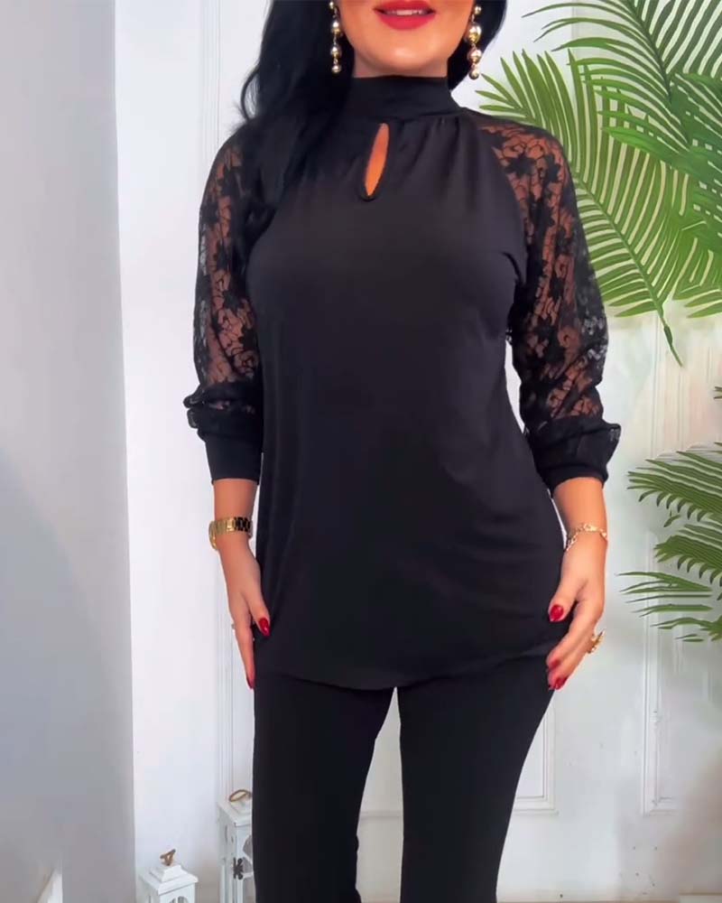 Najmodniejszy, jednokolorowy, koronkowy rękaw z łatką szydełkową