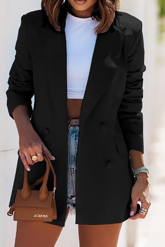 Dwurzędowa marynarka damska w kolorze czarnym i szarym – elegancka i uniwersalna