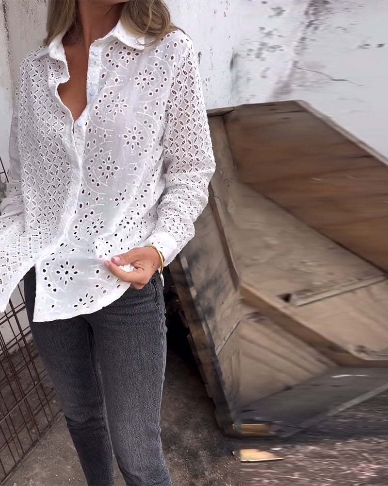 Koszula z długim rękawem i wycięciem na klapie