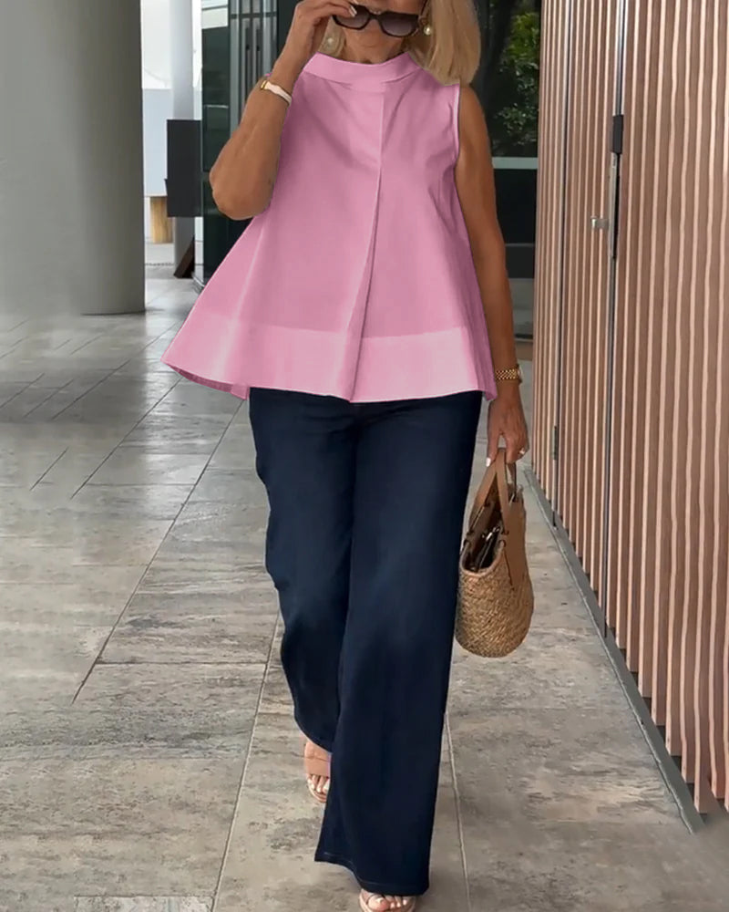 Bluzka bez rękawów prosta prosta