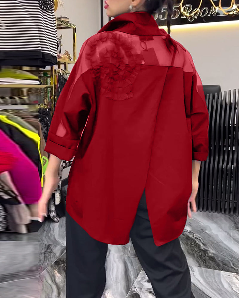 Bluzka z koronką i kwiatowym wzorem w łatki