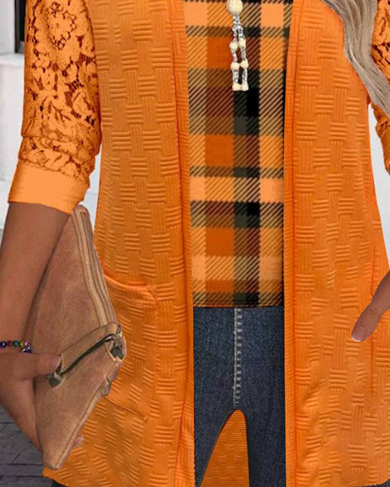 Top z dwuczęściową, imitacją kratki