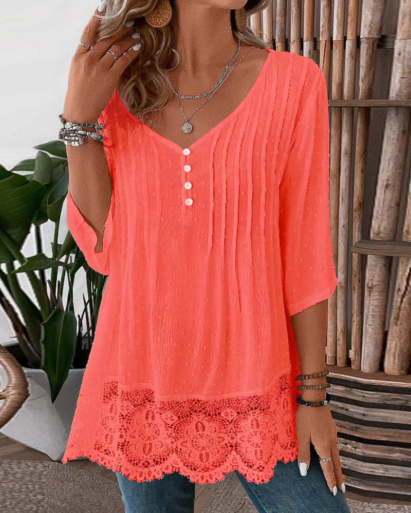 Luźny top z prostym patchworkiem