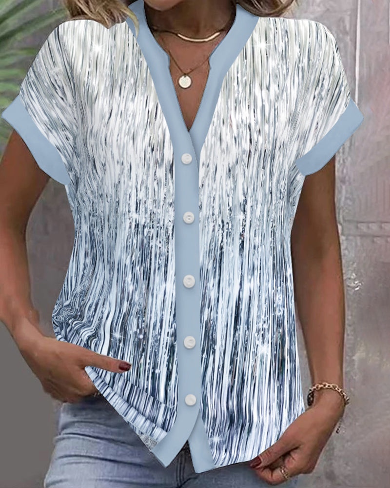 Koszula casualowa ze stójką i nadrukiem strukturalnym