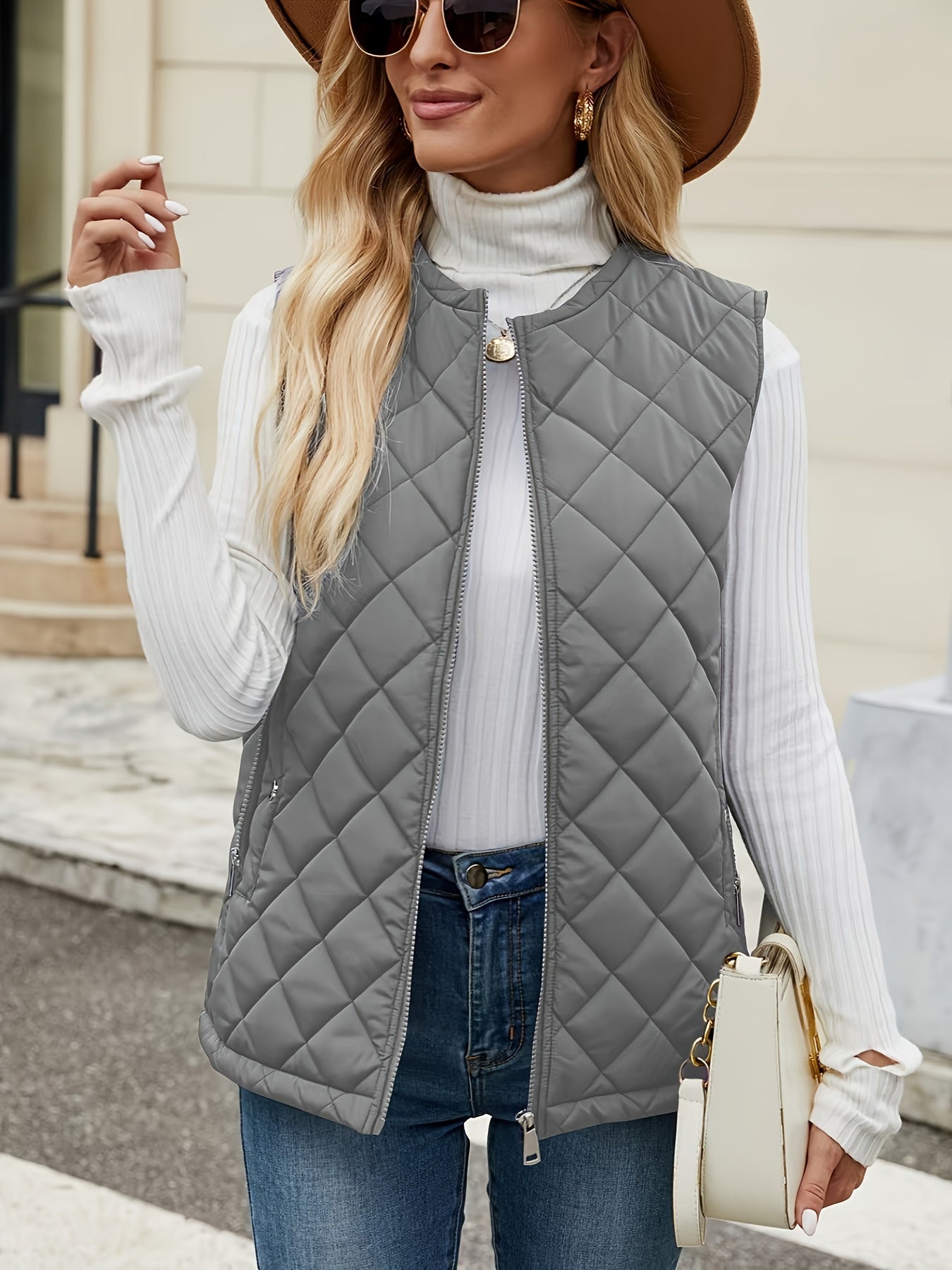 Kamizelka pikowana - stylowa kamizelka damska bez rękawów