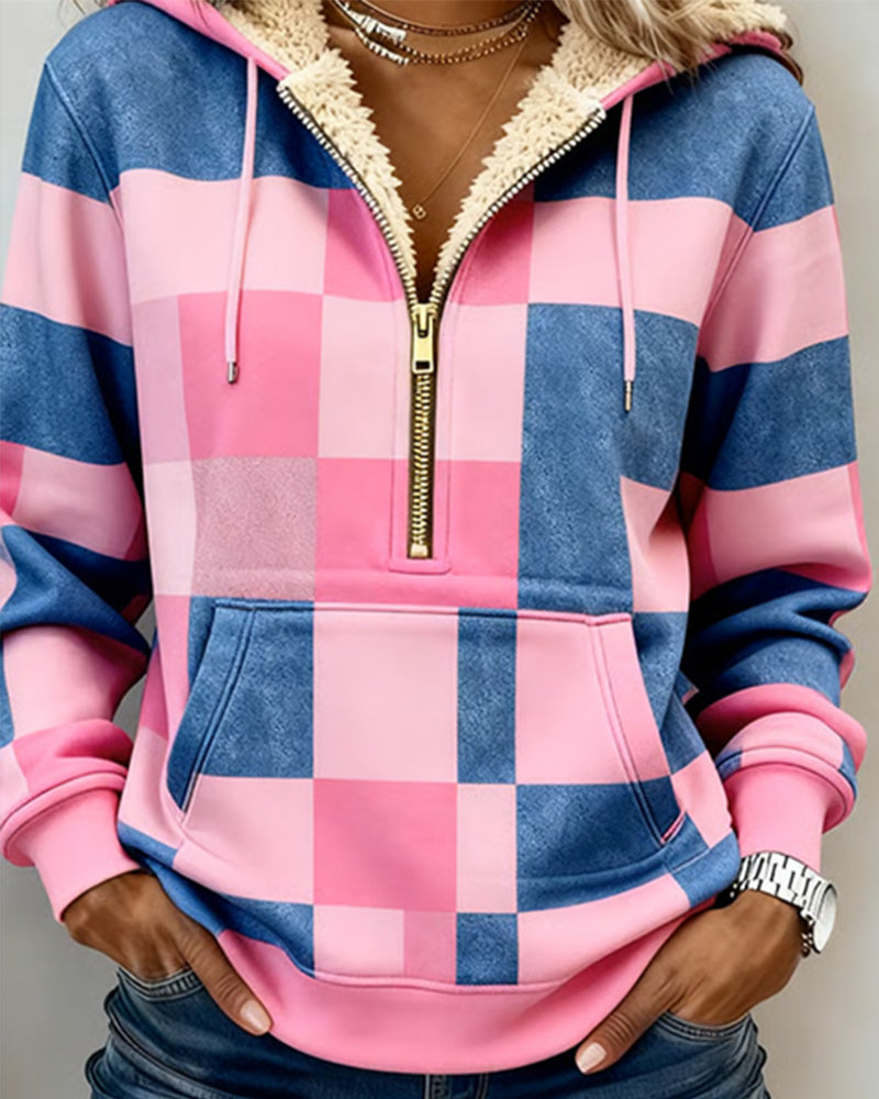 Sweter z kapturem i podszewką z polaru, zapinany na zamek błyskawiczny