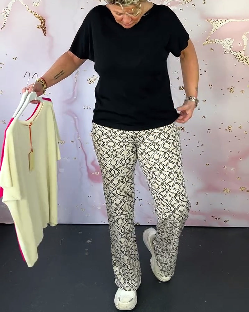 Jednolita, codzienna koszulka z okrągłym dekoltem