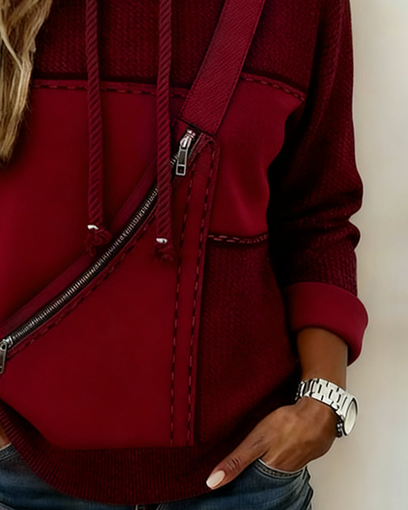 Stylowa bluza z kapturem i blokami kolorów