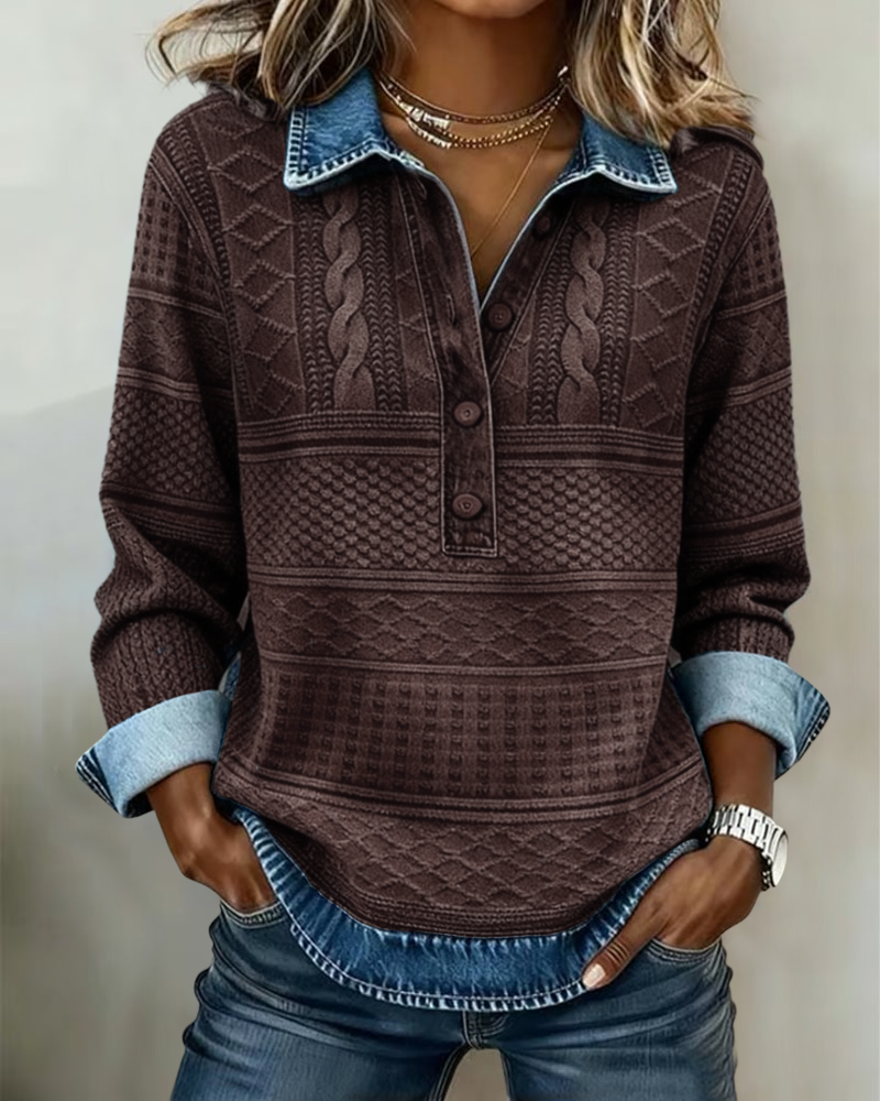 Sweter Modny Pół Wiązany z Klapą