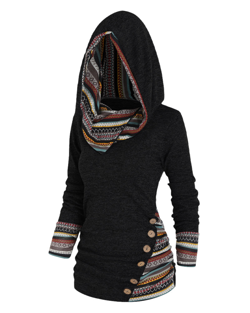 Kontrastowa kolorowa bluza z kapturem na co dzień