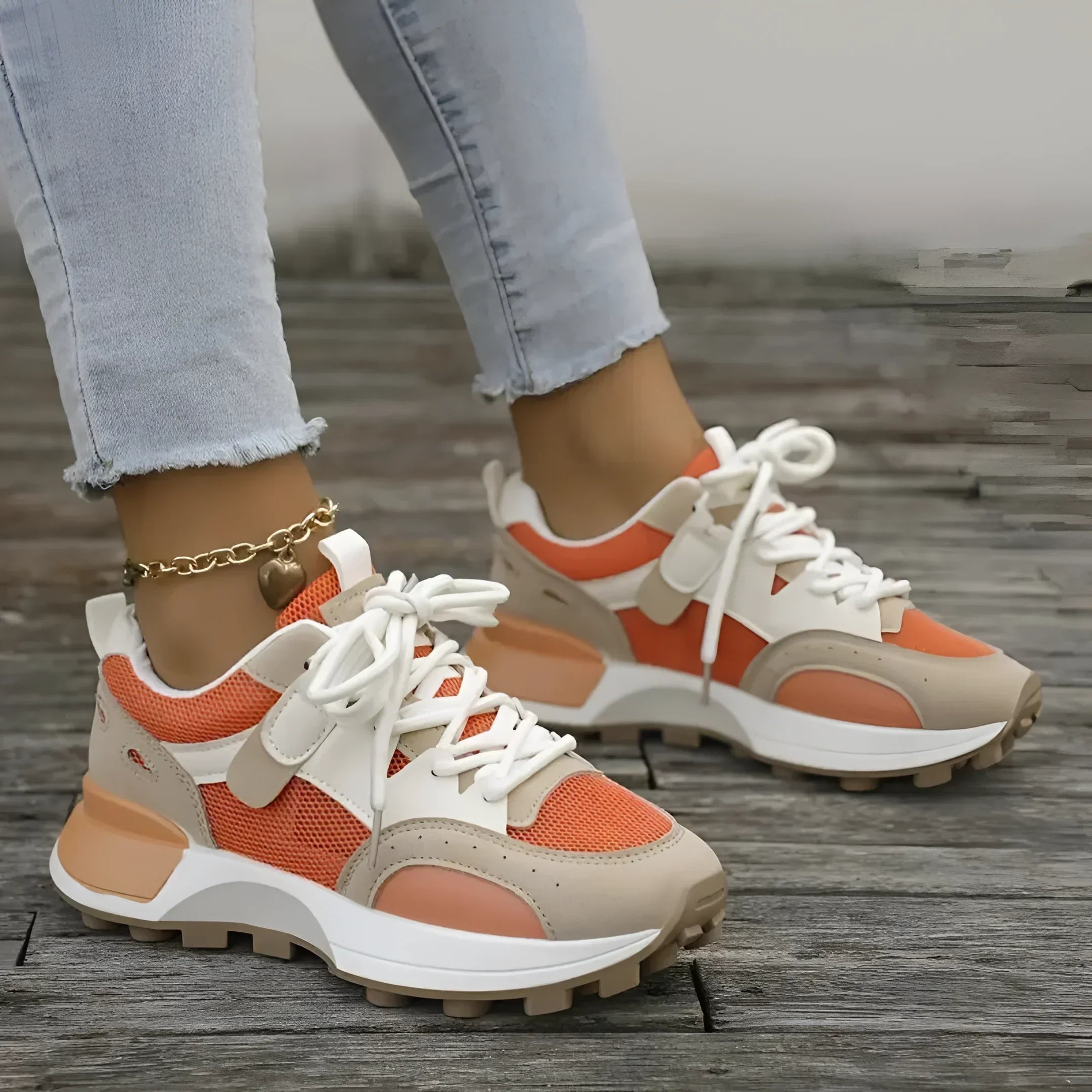 Damskie wygodne, antypoślizgowe trampki za kostkę - modne buty sportowe