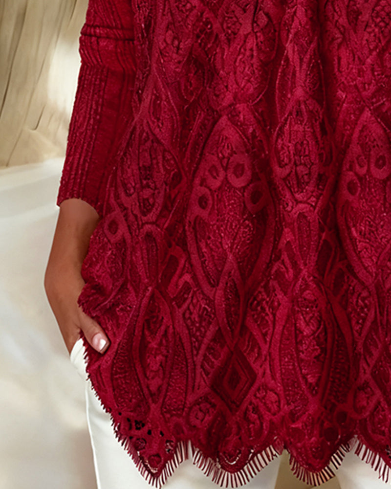 Top z kwadratowym dekoltem pod pachami, koronkowy