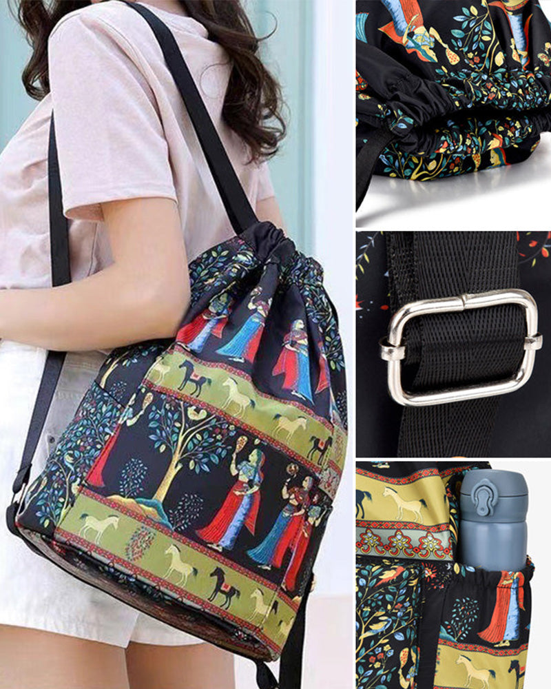 Torba na ramię w stylu etnicznym ze ściągaczem