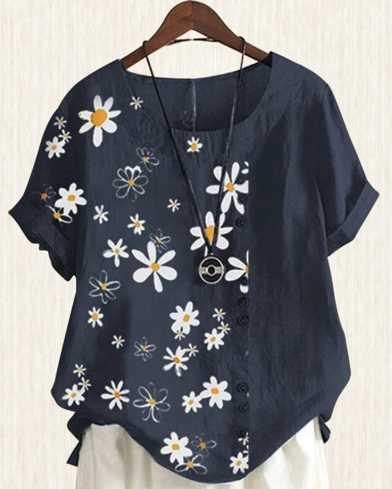 Luźna bawełniana koszula z krótkim rękawem