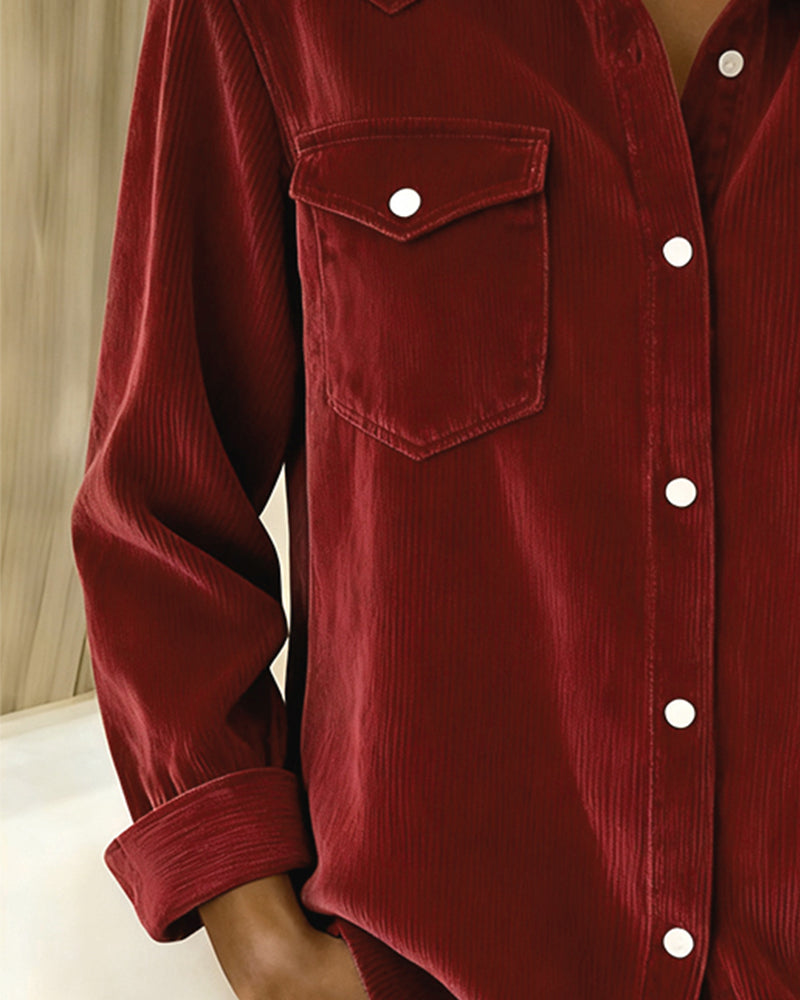 Koszula z długim rękawem, klapami i zapięciem na guziki