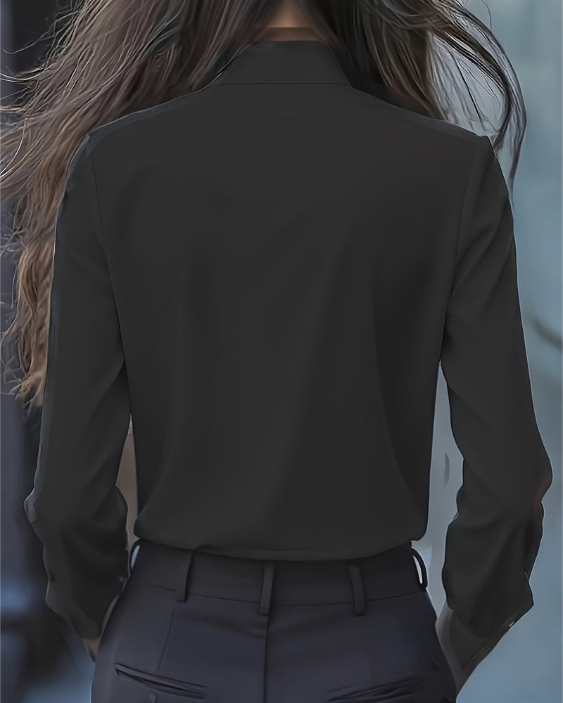 Bluzka z długim rękawem, kokardą i falbankami