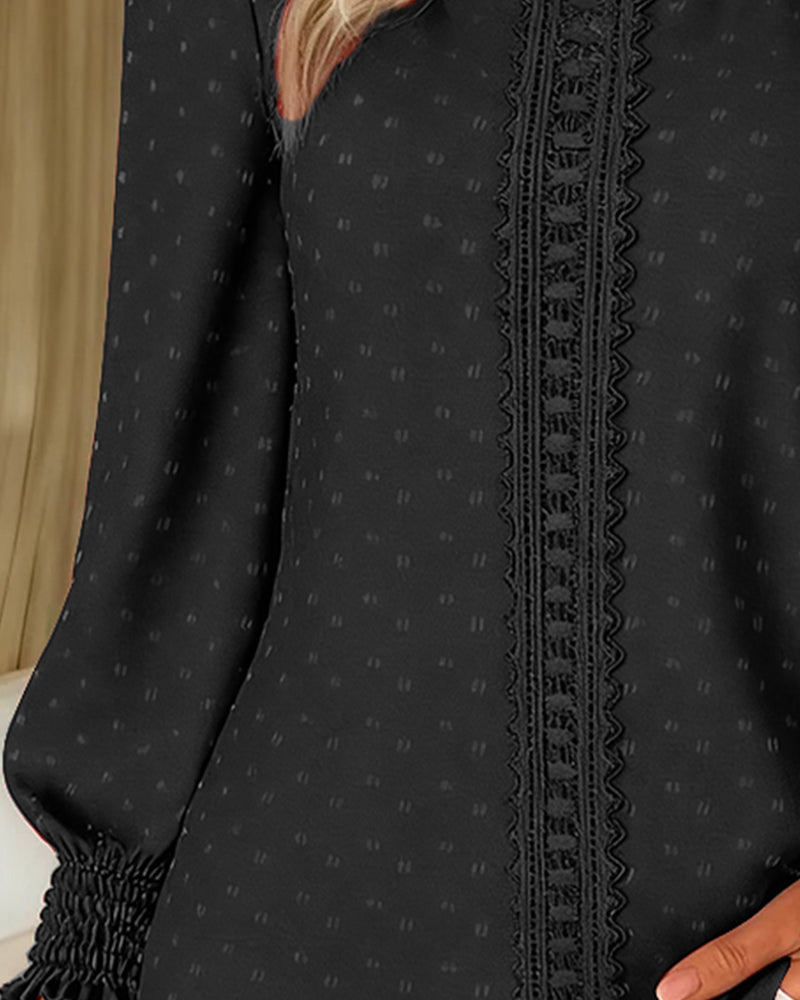 Bluzki z okrągłym dekoltem i bufiastymi rękawami