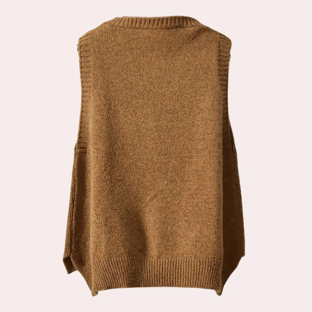 Kardigan dzianinowy - stylowy damski sweter bez rękawów