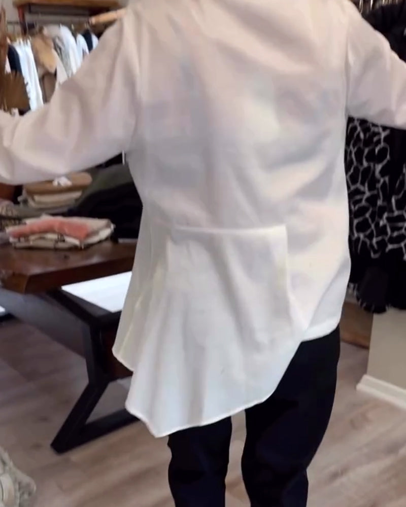 Koszula z nieregularnymi klapami, jednolity kolor