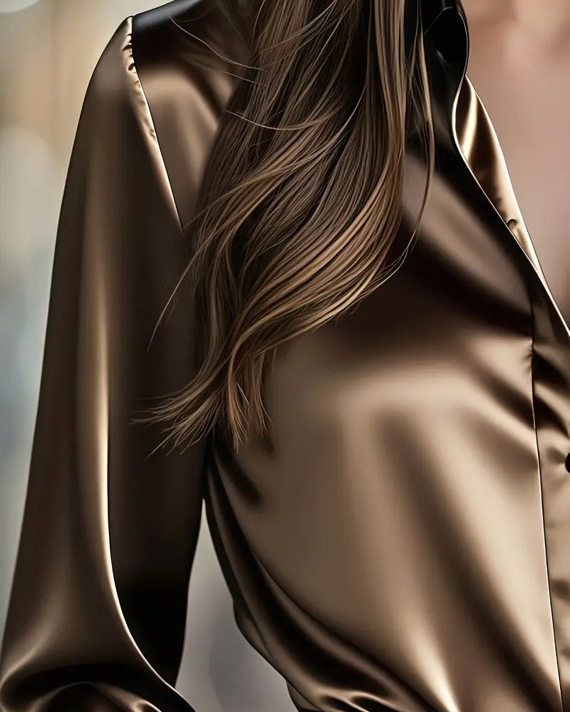 Koszula modna biznesowa satynowa w blokach kolorów