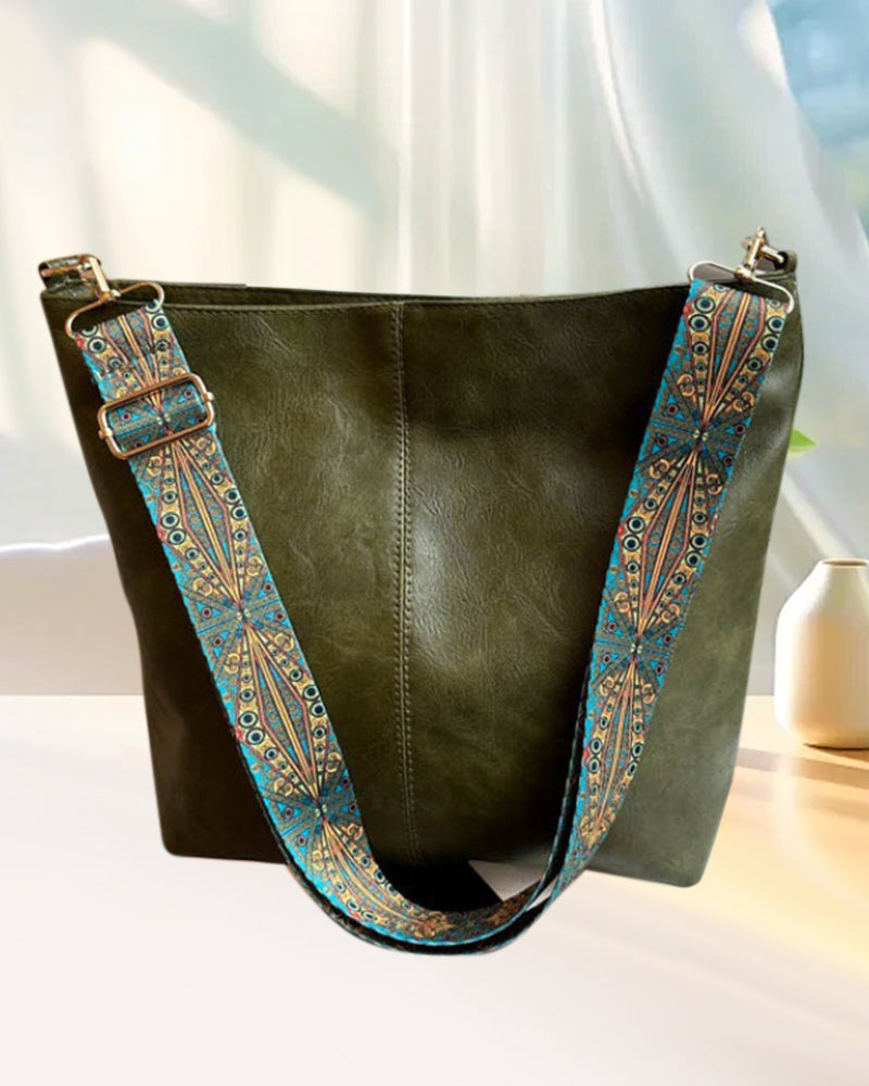 Duża torba wiaderkowa w stylu vintage z paskiem na ramię