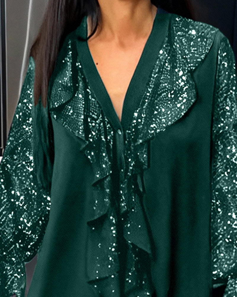 Szerokie bluzki w jednolitym kolorze z falbankami