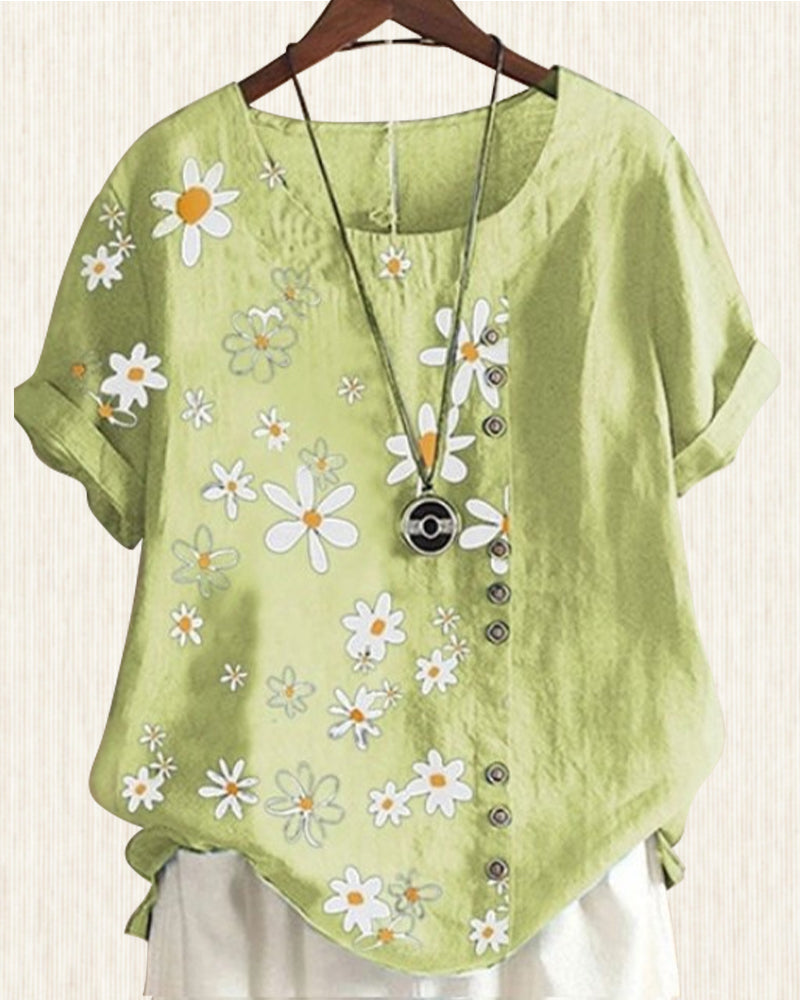 Luźna bawełniana koszula z krótkim rękawem