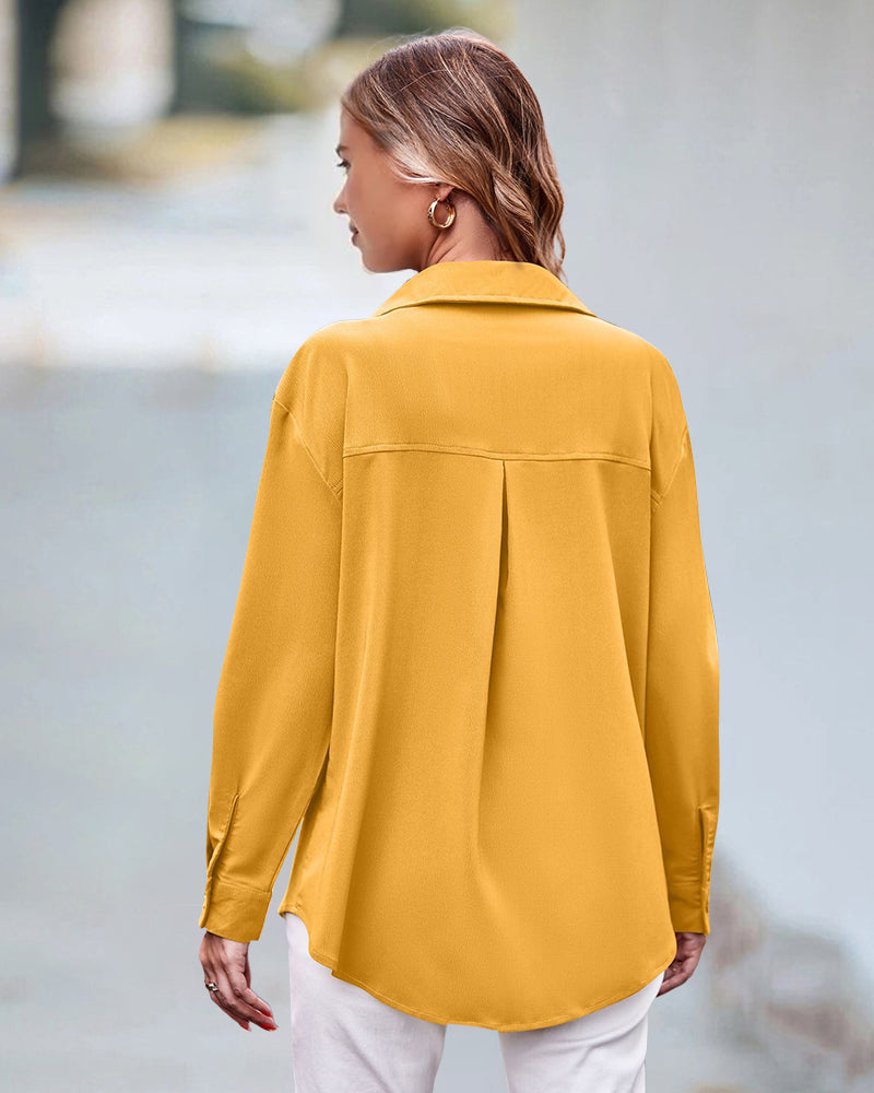 Luźna bluzka z długimi rękawami w jednolitym kolorze