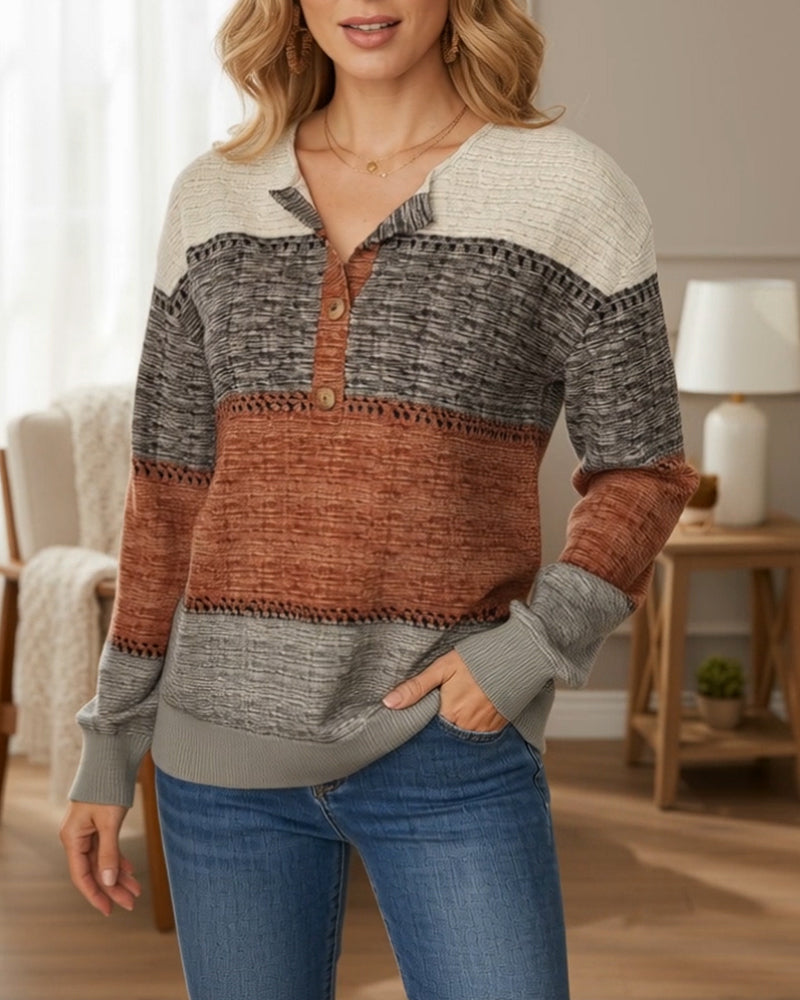 Sweter zapinany na guziki, modny, w blokowym kolorze