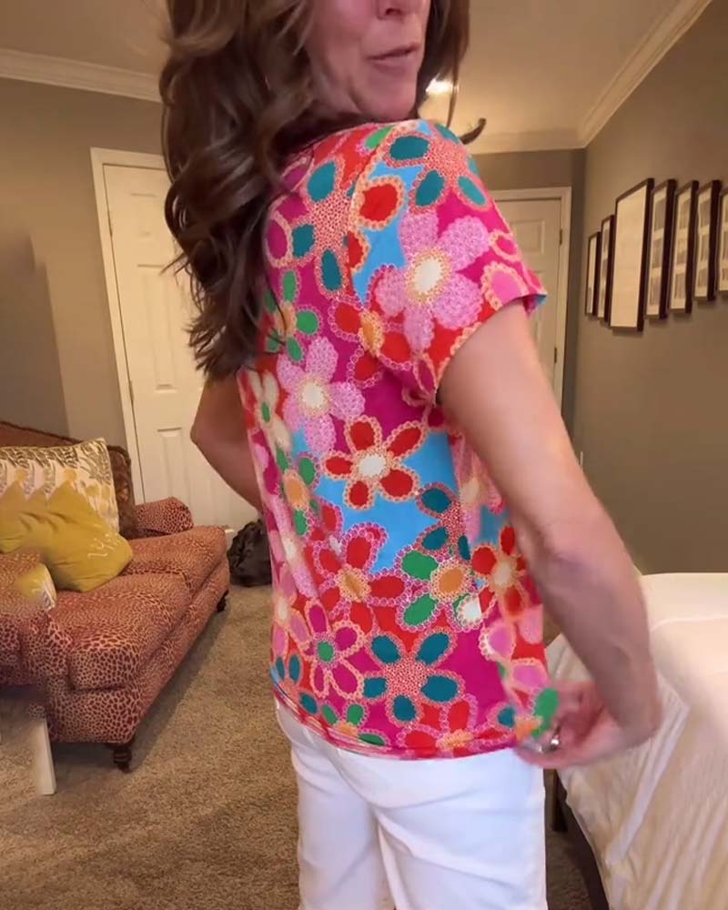 Koszulka z krótkim rękawem i nadrukiem, dopasowana do sylwetki