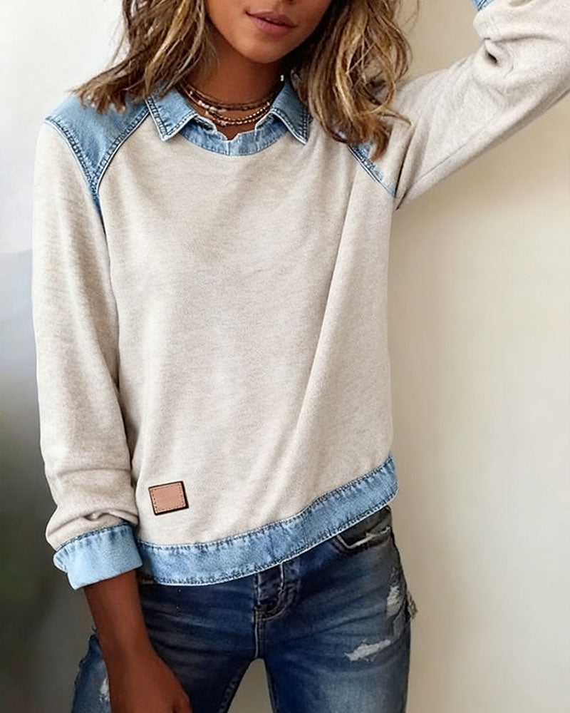 Bluzka modna z klapami i długimi rękawami