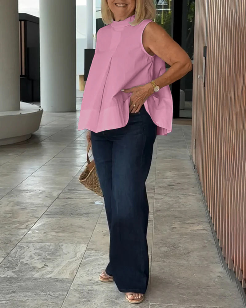 Bluzka bez rękawów prosta prosta