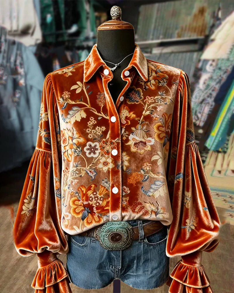 Bluzka z nadrukiem i rękawami typu latarnia