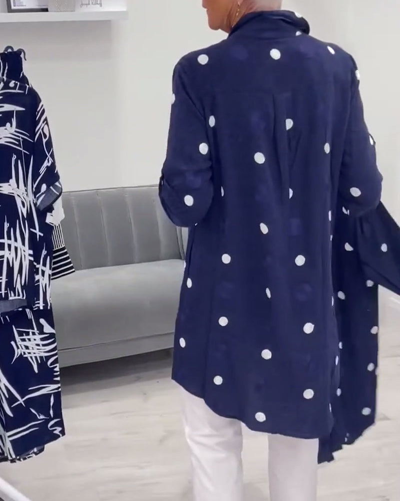 Koszula casualowa z klapami i nadrukiem w kropki