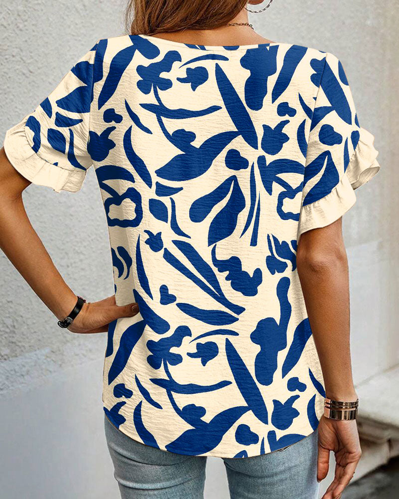 Bluzka z okrągłym dekoltem i falbankami