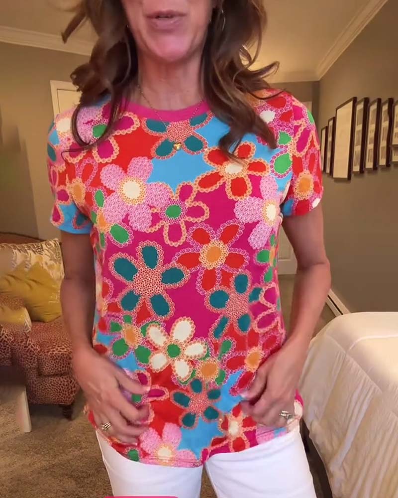 Koszulka z krótkim rękawem i nadrukiem, dopasowana do sylwetki