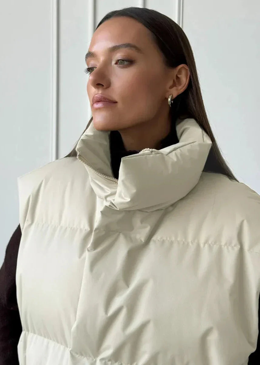 Pikowana kamizelka bawełniana – stylowa damska odzież wierzchnia bez rękawów