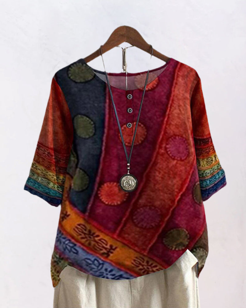 Luźny top z krótkimi rękawami