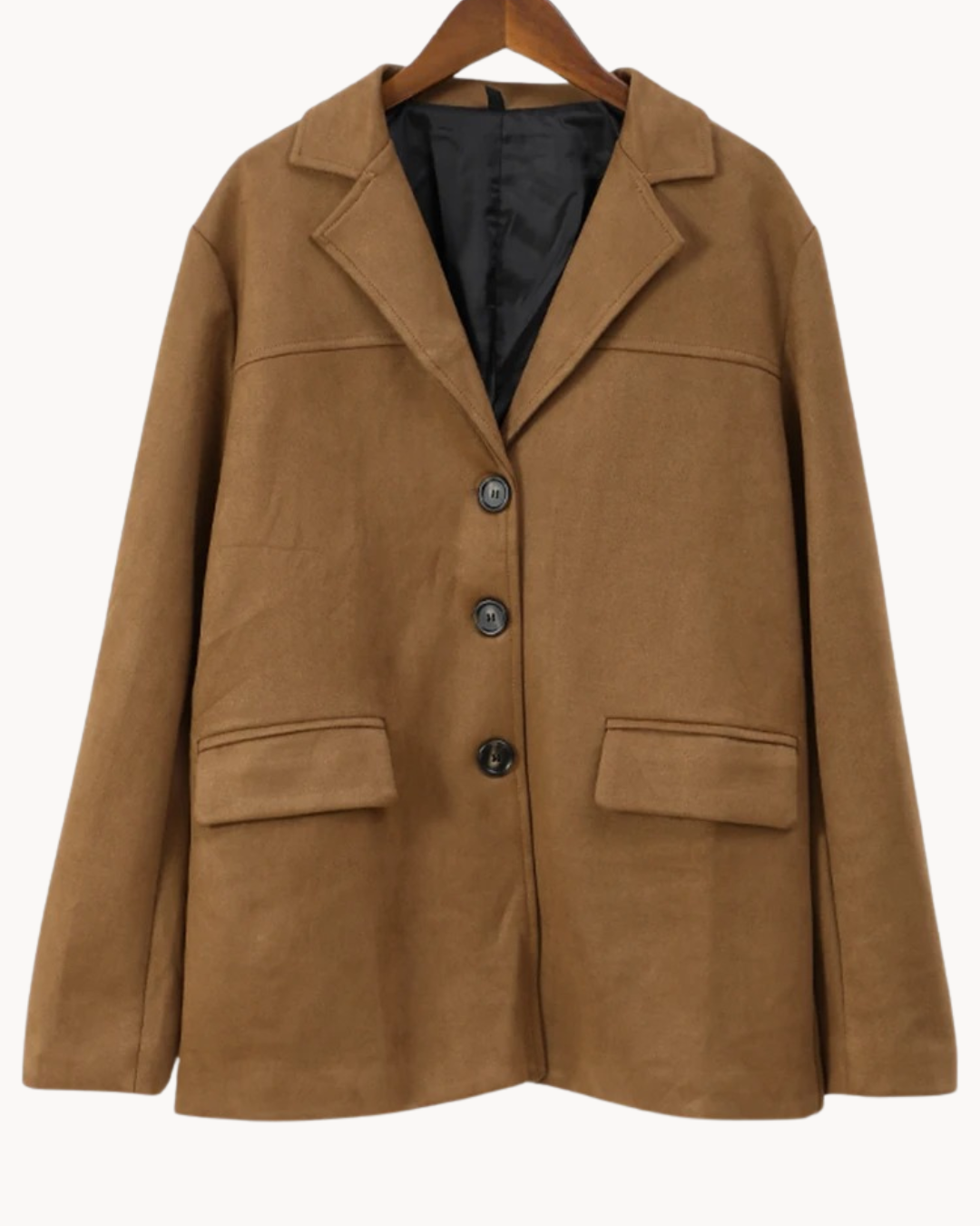 Marynarka damska zamszowa - elegancki płaszcz oversize w kolorze brązowym