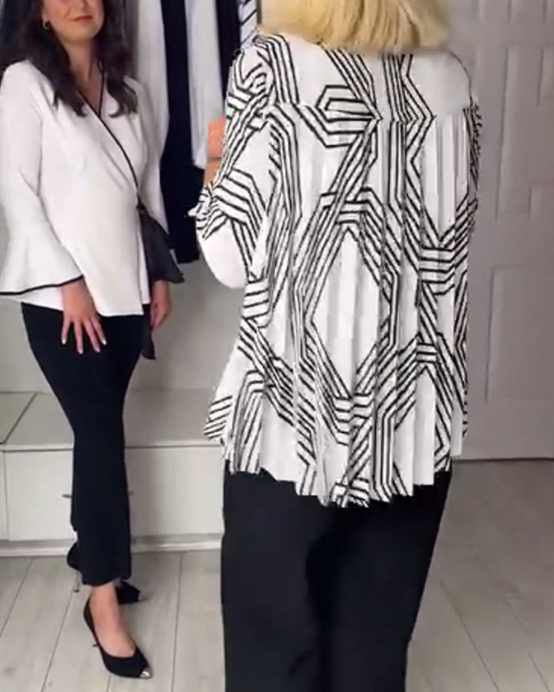 Kontrastujący plisowany top casualowy