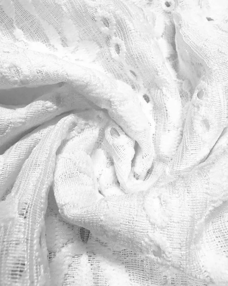 Bluzka z okrągłym dekoltem, koronką i szydełkiem, krótkie rękawy