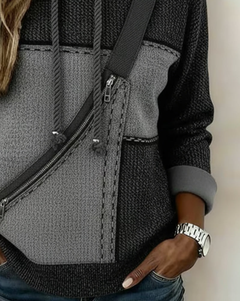 Stylowa bluza z kapturem i blokami kolorów