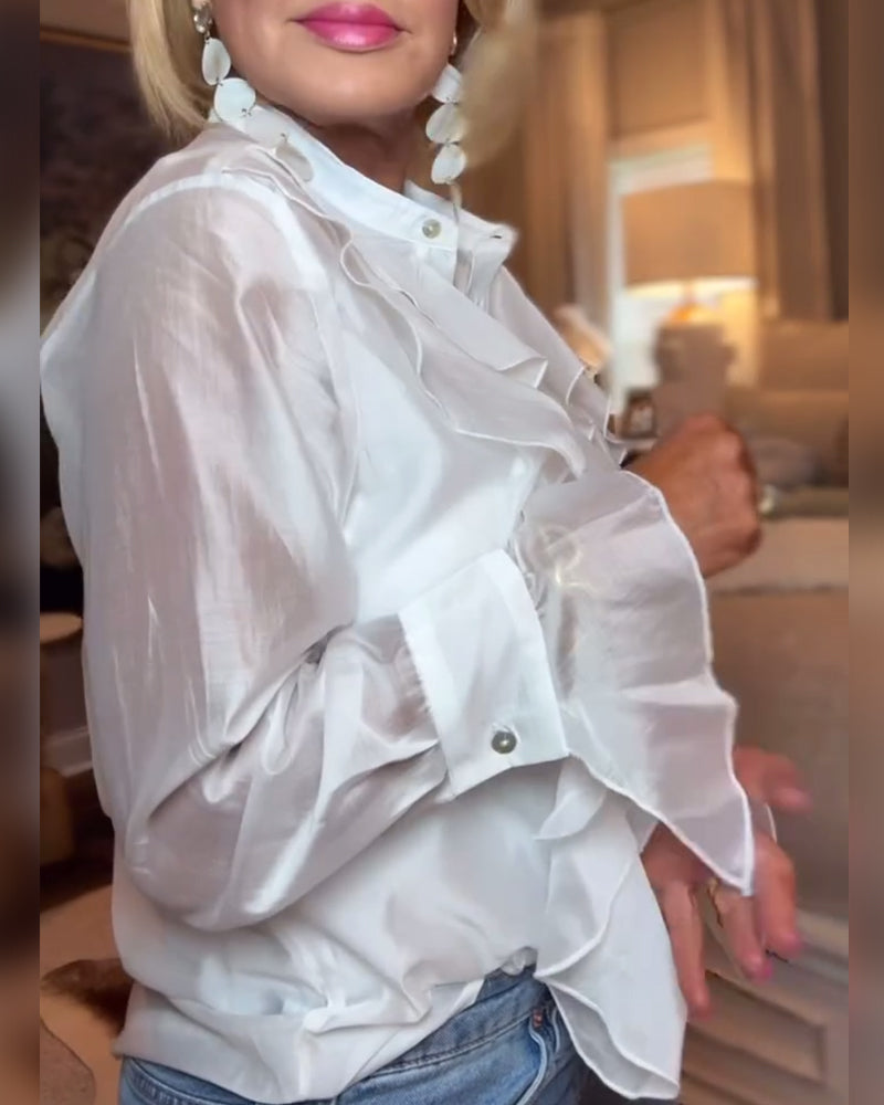 Elegancka bluzka plisowana w jednolitym kolorze