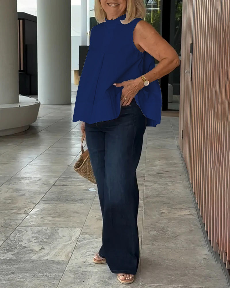 Bluzka bez rękawów prosta prosta