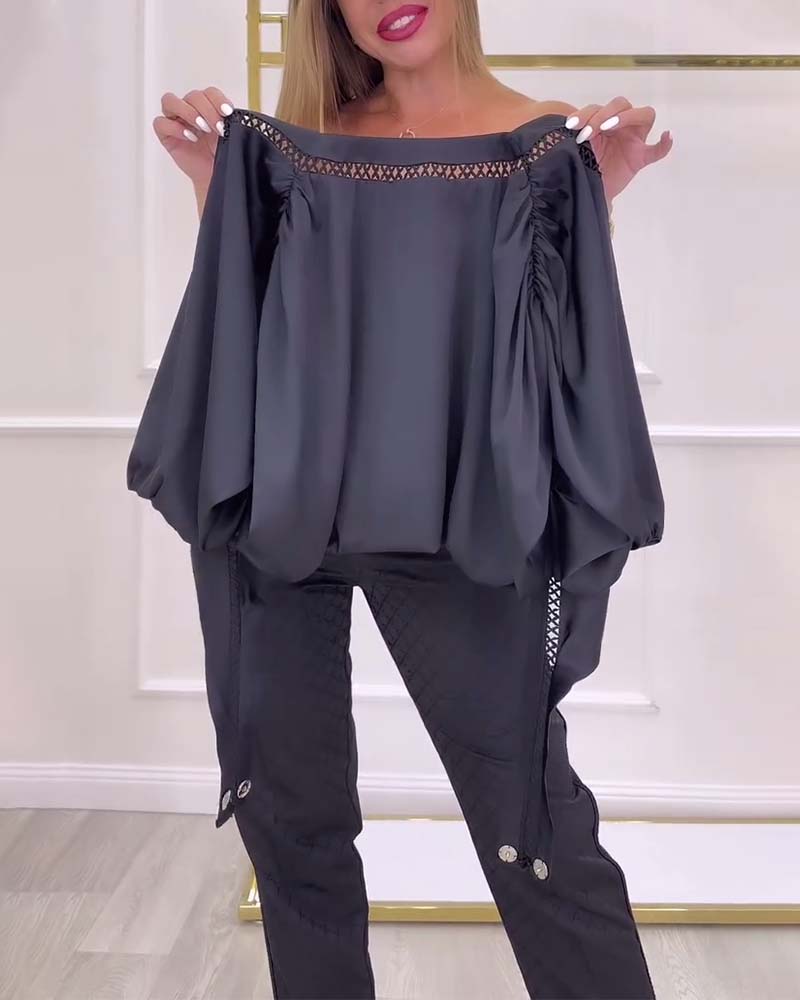 Bluzka z rękawami typu latarnia, jedno ramię, jednolity kolor