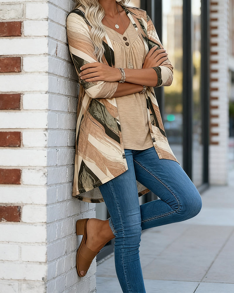 Dwuczęściowy top z nadrukiem patchworkowym