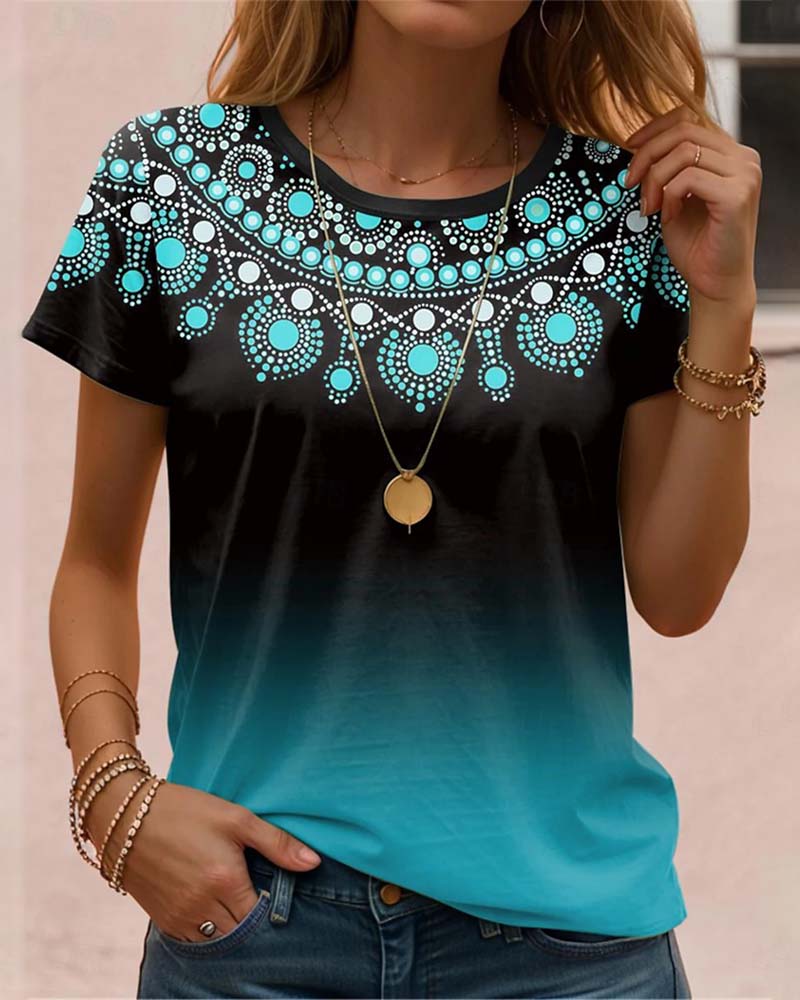 Bluzka z nadrukiem gradientowym w swobodnym stylu